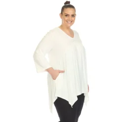 Empire Waist V-Neck Tunic Top - Plus