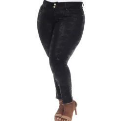 Faux Suede Snake Print Pants - Plus
