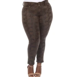 Faux Suede Snake Print Pants - Plus