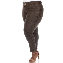 Faux Suede Snake Print Pants - Plus