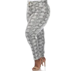 Faux Suede Snake Print Pants - Plus