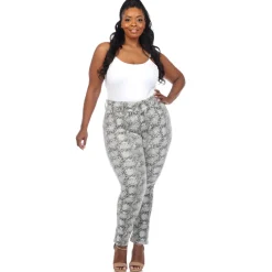Faux Suede Snake Print Pants - Plus