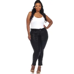 Faux Suede Snake Print Pants - Plus
