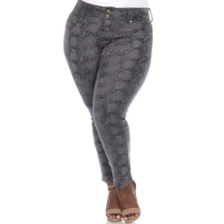 Faux Suede Snake Print Pants - Plus