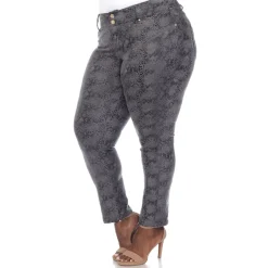 Faux Suede Snake Print Pants - Plus