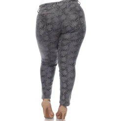 Faux Suede Snake Print Pants - Plus
