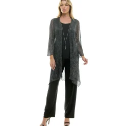 2Fer Pant Set w/ Detachable Necklace- Black/Silver