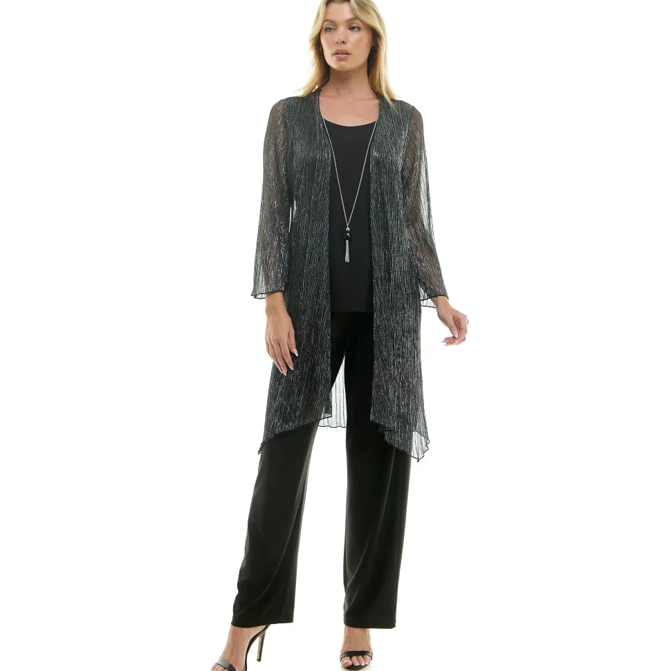 2Fer Pant Set w/ Detachable Necklace- Black/Silver