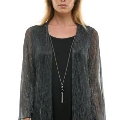 2Fer Pant Set w/ Detachable Necklace- Black/Silver