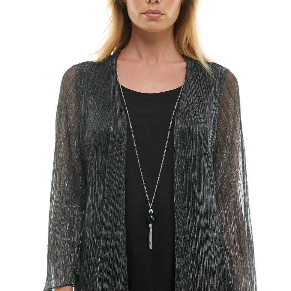 2Fer Pant Set w/ Detachable Necklace- Black/Silver
