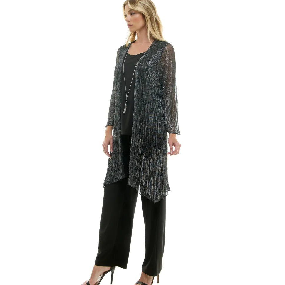 2Fer Pant Set w/ Detachable Necklace- Black/Silver