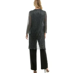 2Fer Pant Set w/ Detachable Necklace- Black/Silver