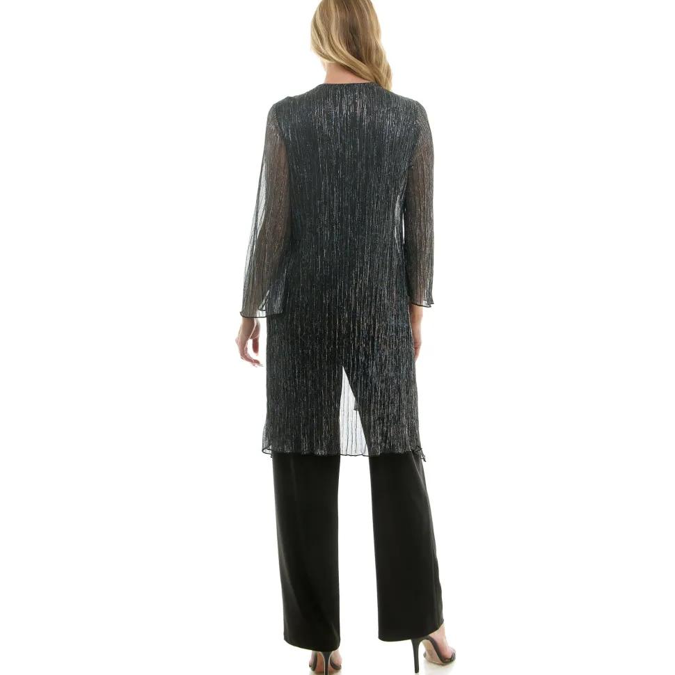 2Fer Pant Set w/ Detachable Necklace- Black/Silver