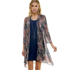 Floral Mini Dress with Detachable Necklace, Navy