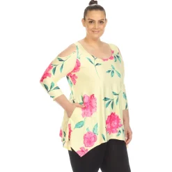 Floral Printed Cold Shoulder Tunic - Plus
