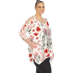 Floral Printed Cold Shoulder Tunic - Plus