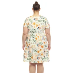 Floral Short Sleeve Knee Length Dress - Plus
