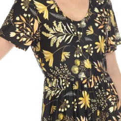 Floral Short Sleeve Knee Length Dress