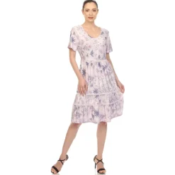 Floral Short Sleeve Knee Length Dress