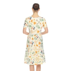 Floral Short Sleeve Knee Length Dress