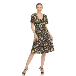 Floral Short Sleeve Knee Length Dress