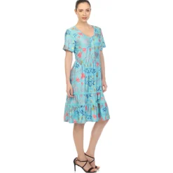 Floral Short Sleeve Knee Length Dress