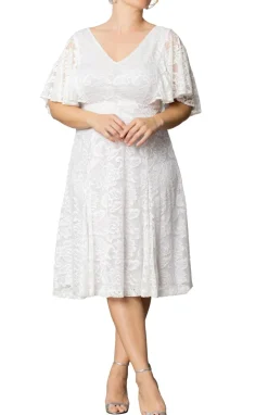Genevieve Lace Flutter Sleeve Midi Dress - Plus