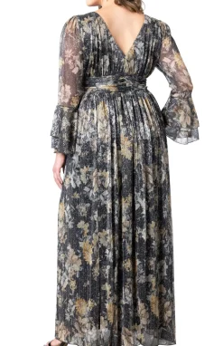 Gilded Glamour Long Sleeve Evening Gown - Plus