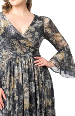 Gilded Glamour Long Sleeve Evening Gown - Plus