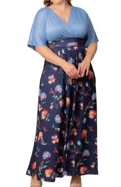 Havana Color Block Maxi Dress - Navy - Plus