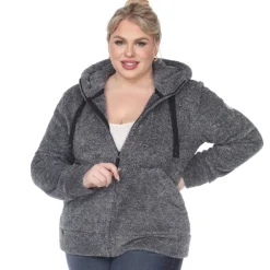 Hooded Sherpa Jacket - Plus