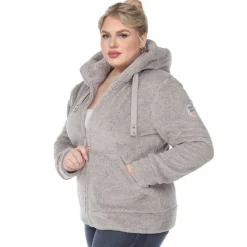 Hooded Sherpa Jacket - Plus