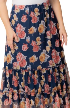 Isla Tiered Mesh Maxi Skirt - Plus