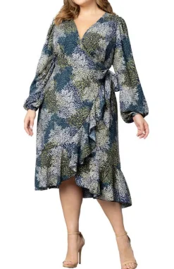 Julia Long Sleeve Wrap Dress - Plus