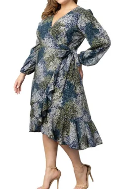 Julia Long Sleeve Wrap Dress - Plus