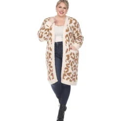 Leopard Print Open Front Sherpa Coat - Plus