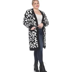 Leopard Print Open Front Sherpa Coat - Plus