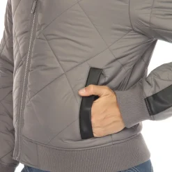 Lightweight Diamond Quilted Puffer Bomber Jacket