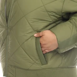 Lightweight Diamond Quilted Puffer Bomber Jacket - Plus