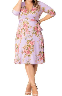 Lilac Floral Signature Wrap Dress - Plus