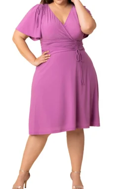 Lilac Jemma Ruched Tie Dress - Plus
