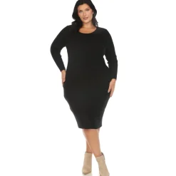 Long Sleeve Rib Midi Sweater Dress - Plus