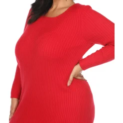 Long Sleeve Rib Midi Sweater Dress - Plus