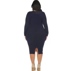 Long Sleeve Rib Midi Sweater Dress - Plus