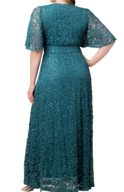 Luminous Sequin Lace Long Gown - Plus