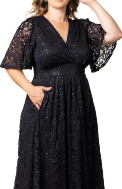 Luminous Sequin Lace Long Gown - Plus