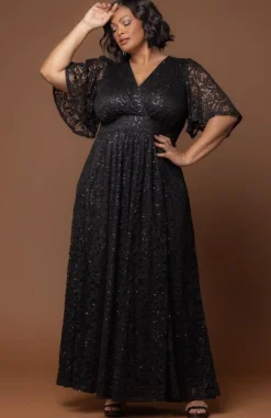 Luminous Sequin Lace Long Gown - Plus