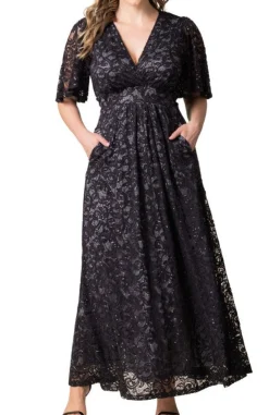 Luminous Sequin Lace Long Gown - Plus