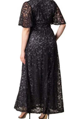Luminous Sequin Lace Long Gown - Plus