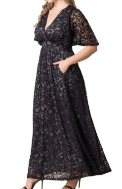 Luminous Sequin Lace Long Gown - Plus